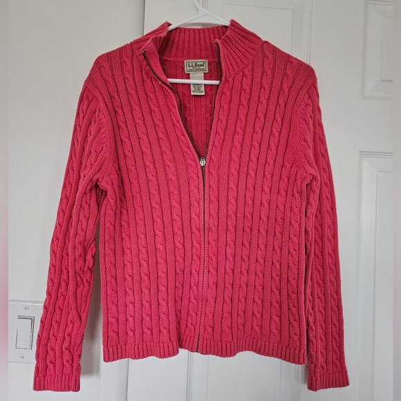L.L. Bean Sweaters - L.L. Bean Pink Zip-Up Vintage Sweater, Size M